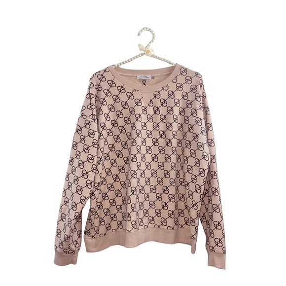 Calvin Klein Sweaters - Calvin Klein Dusty Pink Logo Ribbed Crewneck